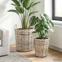 vidaXL Planter Mand met opslag 2 pcs Grijs Kubu Rattan