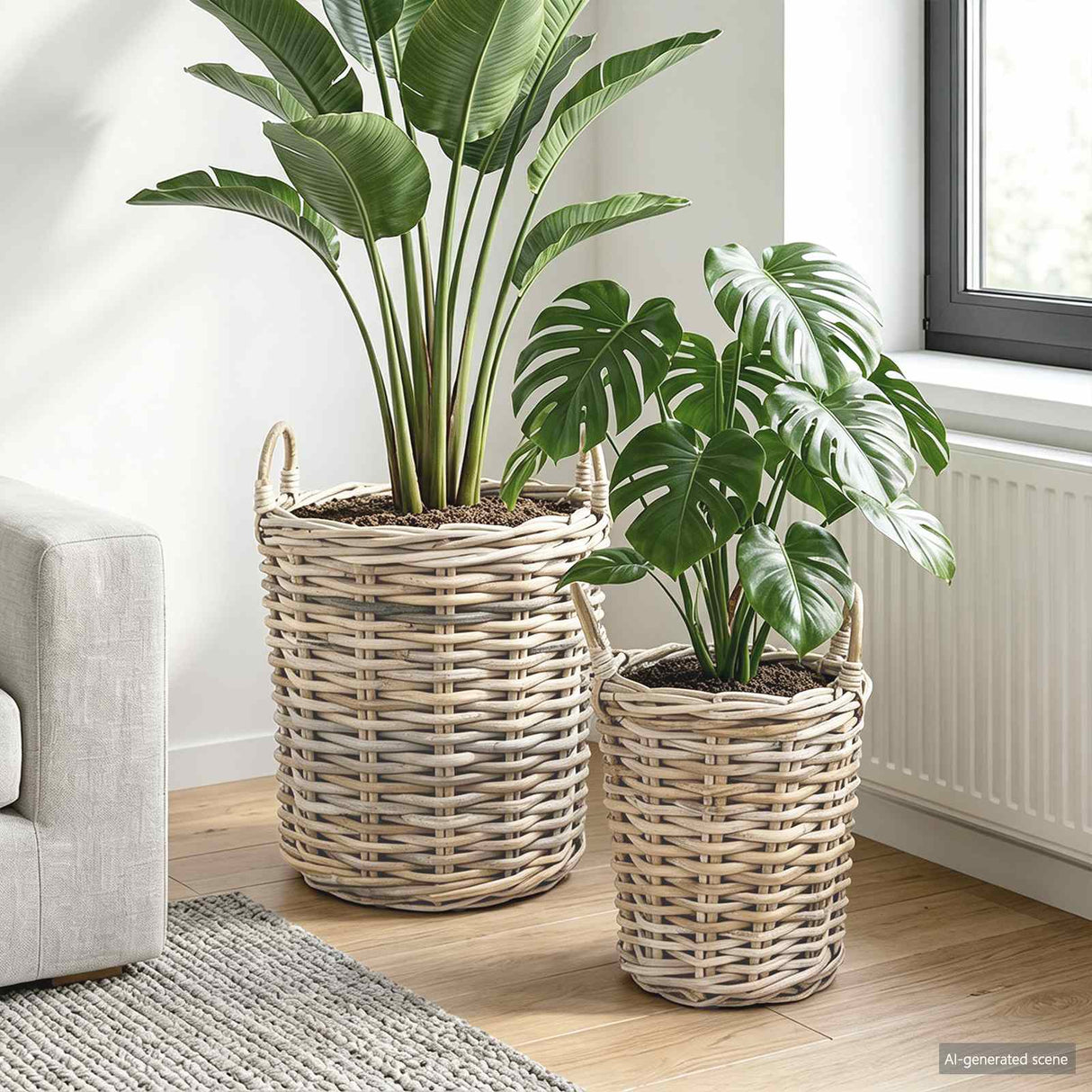 vidaXL Planter Mand met opslag 2 pcs Grijs Kubu Rattan