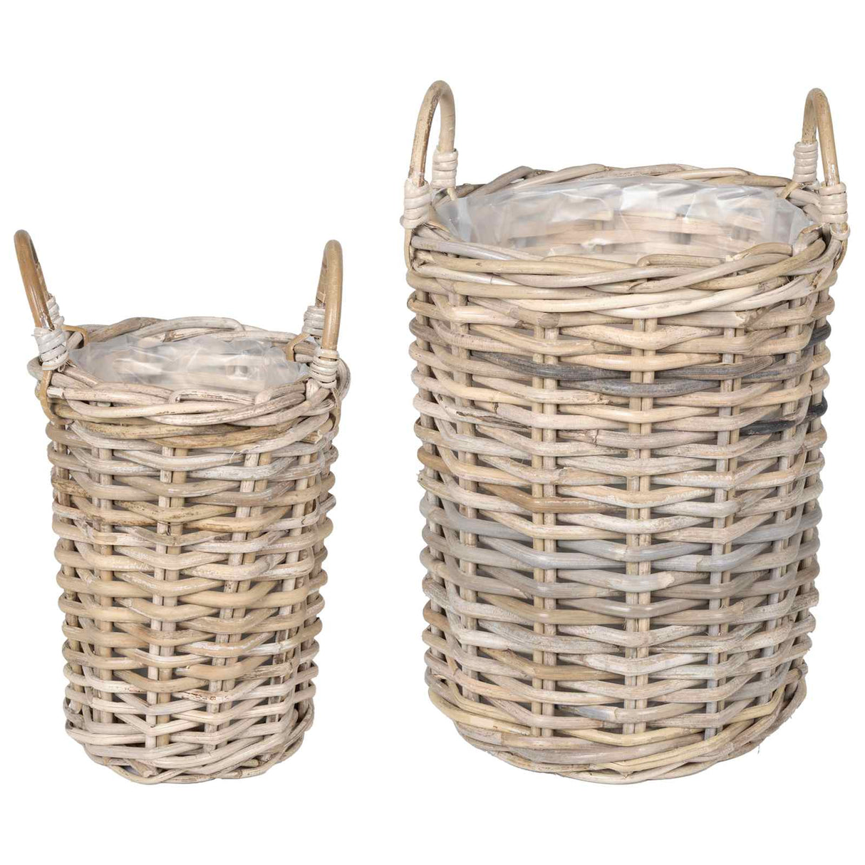 vidaXL Planter Mand met opslag 2 pcs Grijs Kubu Rattan