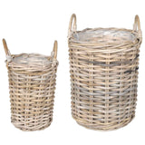vidaXL Planter Mand met opslag 2 pcs Grijs Kubu Rattan