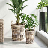 vidaXL Planter Mand met opslag 2 pcs Grijs Kubu Rattan