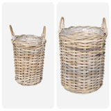 vidaXL Planter Mand met opslag 2 pcs Grijs Kubu Rattan