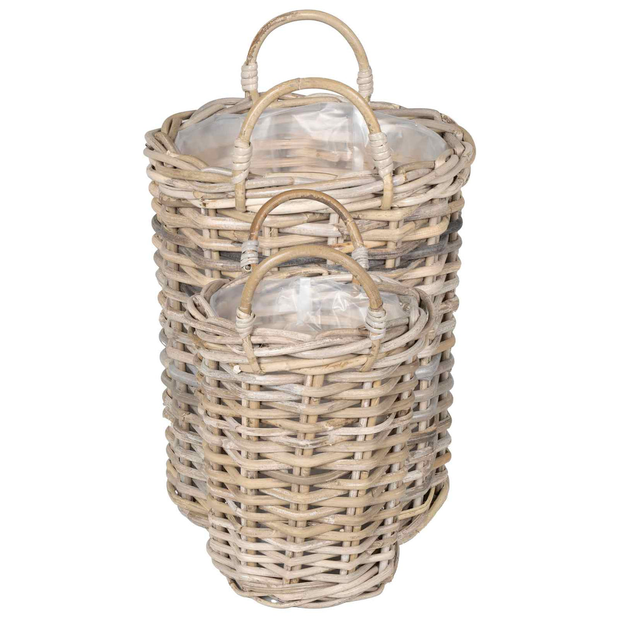 vidaXL Planter Mand met opslag 2 pcs Grijs Kubu Rattan
