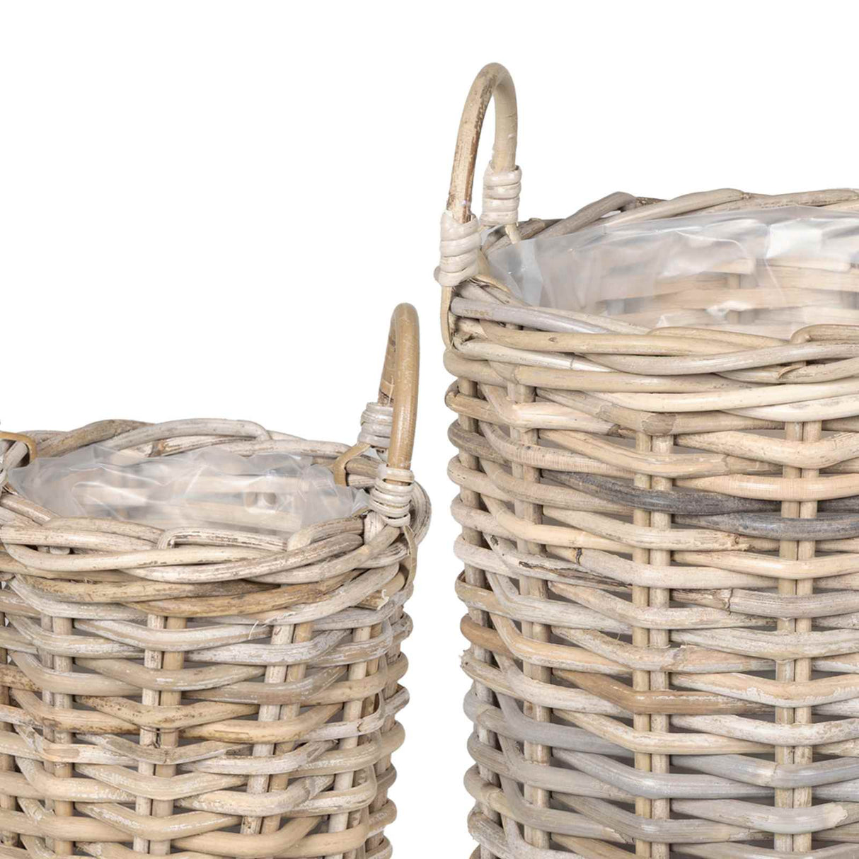 vidaXL Planter Mand met opslag 2 pcs Grijs Kubu Rattan