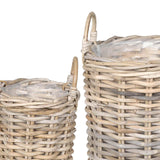 vidaXL Planter Mand met opslag 2 pcs Grijs Kubu Rattan