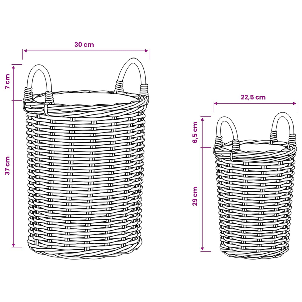 vidaXL Planter Mand met opslag 2 pcs Grijs Kubu Rattan