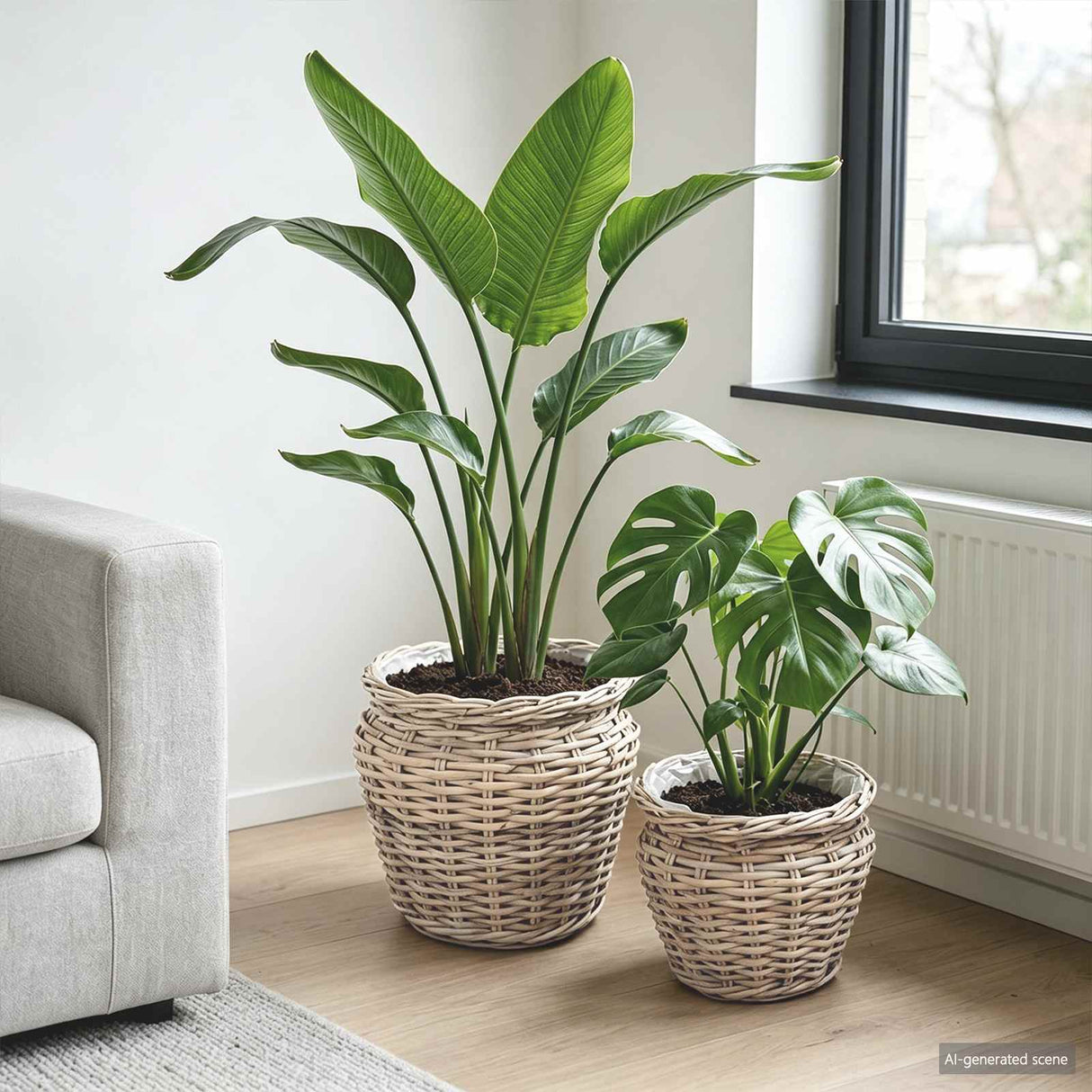 vidaXL Plantermand met opslag 2 pcs Grijs Lacak riet