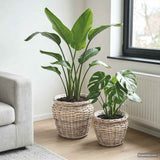 vidaXL Plantermand met opslag 2 pcs Grijs Lacak riet