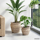 vidaXL Plantermand met opslag 2 pcs Grijs Lacak riet