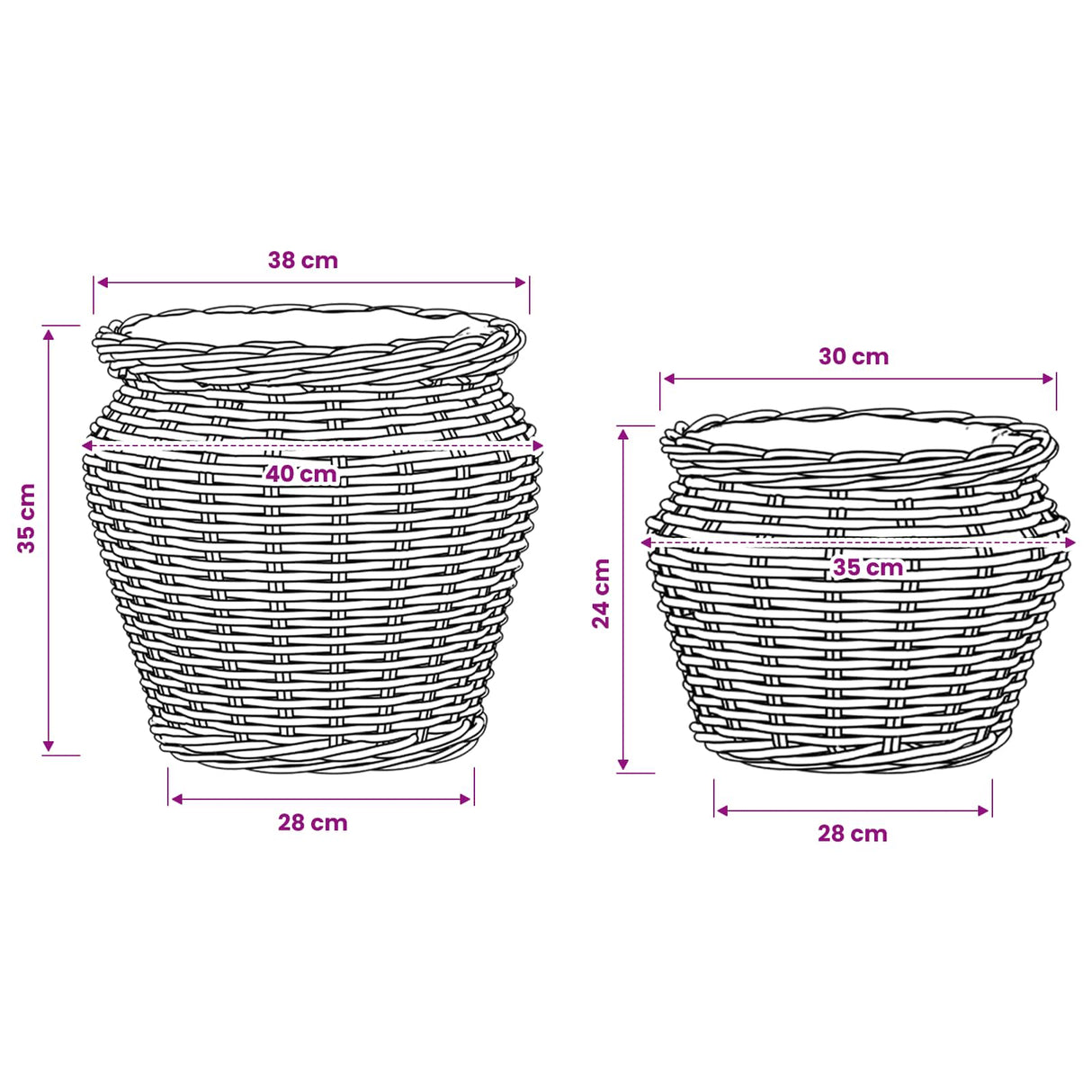 vidaXL Plantermand met opslag 2 pcs Grijs Lacak riet