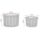 vidaXL Plant Basket with Storage 2 pcs Grey Kubu Rattan