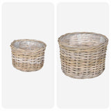 vidaXL Plant Basket with Storage 2 pcs Grey Kubu Rattan