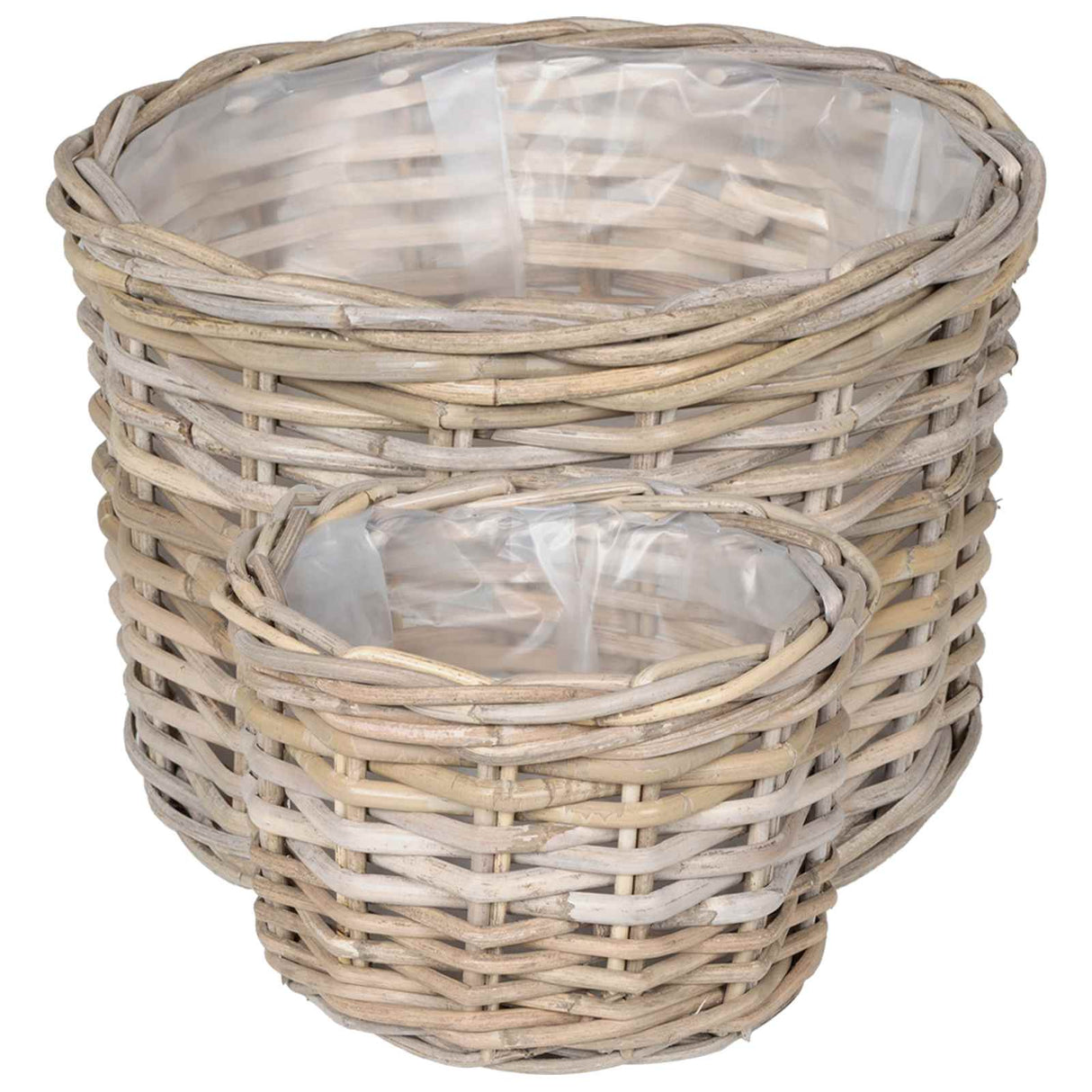vidaXL Plant Basket with Storage 2 pcs Grey Kubu Rattan