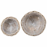 vidaXL Plant Basket with Storage 2 pcs Grey Kubu Rattan