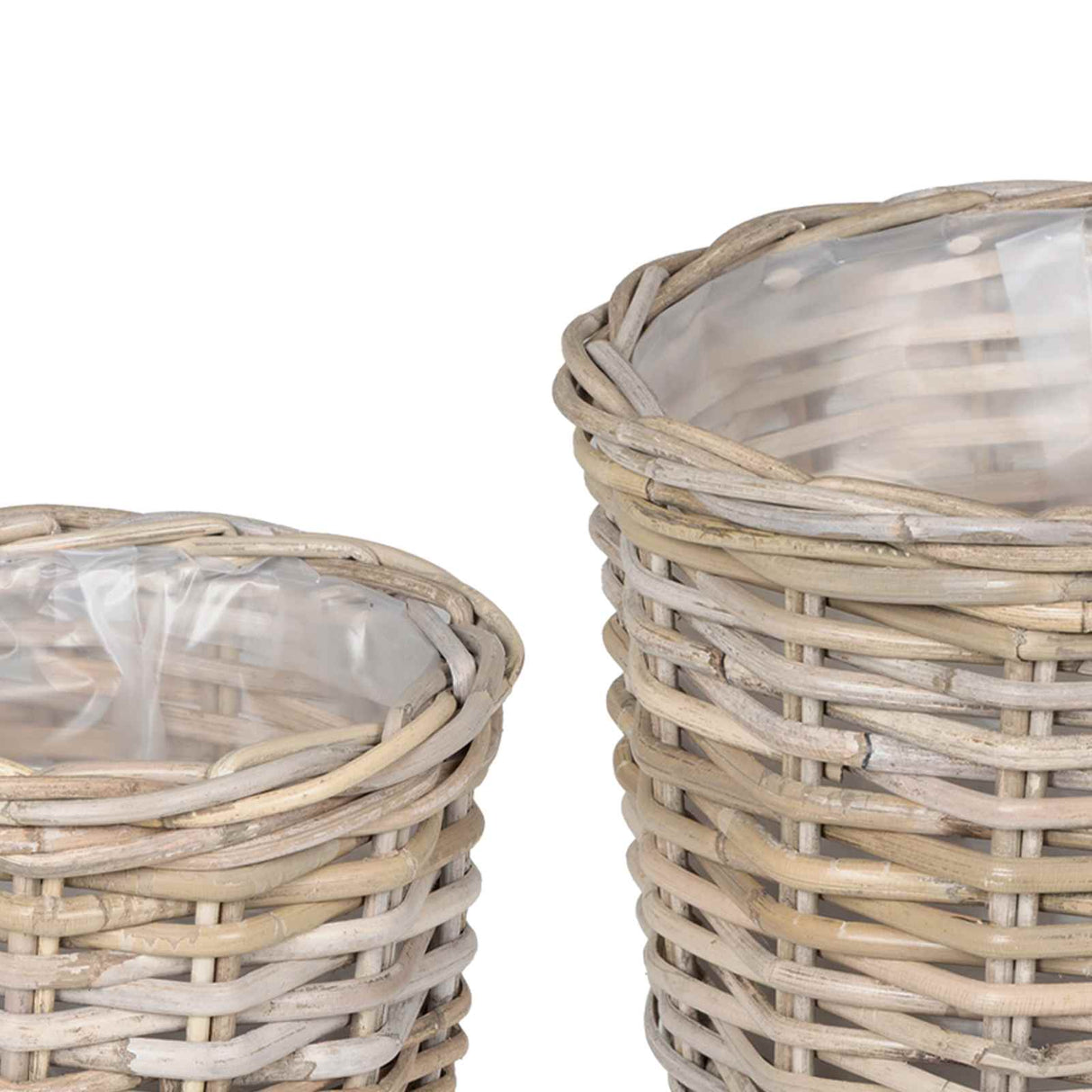 vidaXL Plant Basket with Storage 2 pcs Grey Kubu Rattan