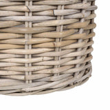 vidaXL Plant Basket with Storage 2 pcs Grey Kubu Rattan