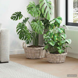 vidaXL Planter Basket with Storage 2 pcs Grey Lacak Reed