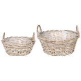 vidaXL Planter Basket with Storage 2 pcs Grey Lacak Reed