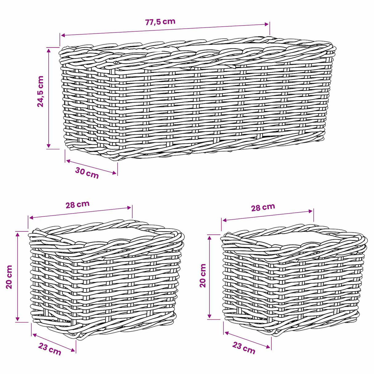 vidaXL Plantenemmertje met opslag 3 pcs Grijs Kubu Rattan