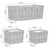 vidaXL Plantenemmertje met opslag 3 pcs Grijs Kubu Rattan