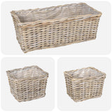 vidaXL Plantenemmertje met opslag 3 pcs Grijs Kubu Rattan