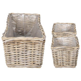vidaXL Plantenemmertje met opslag 3 pcs Grijs Kubu Rattan