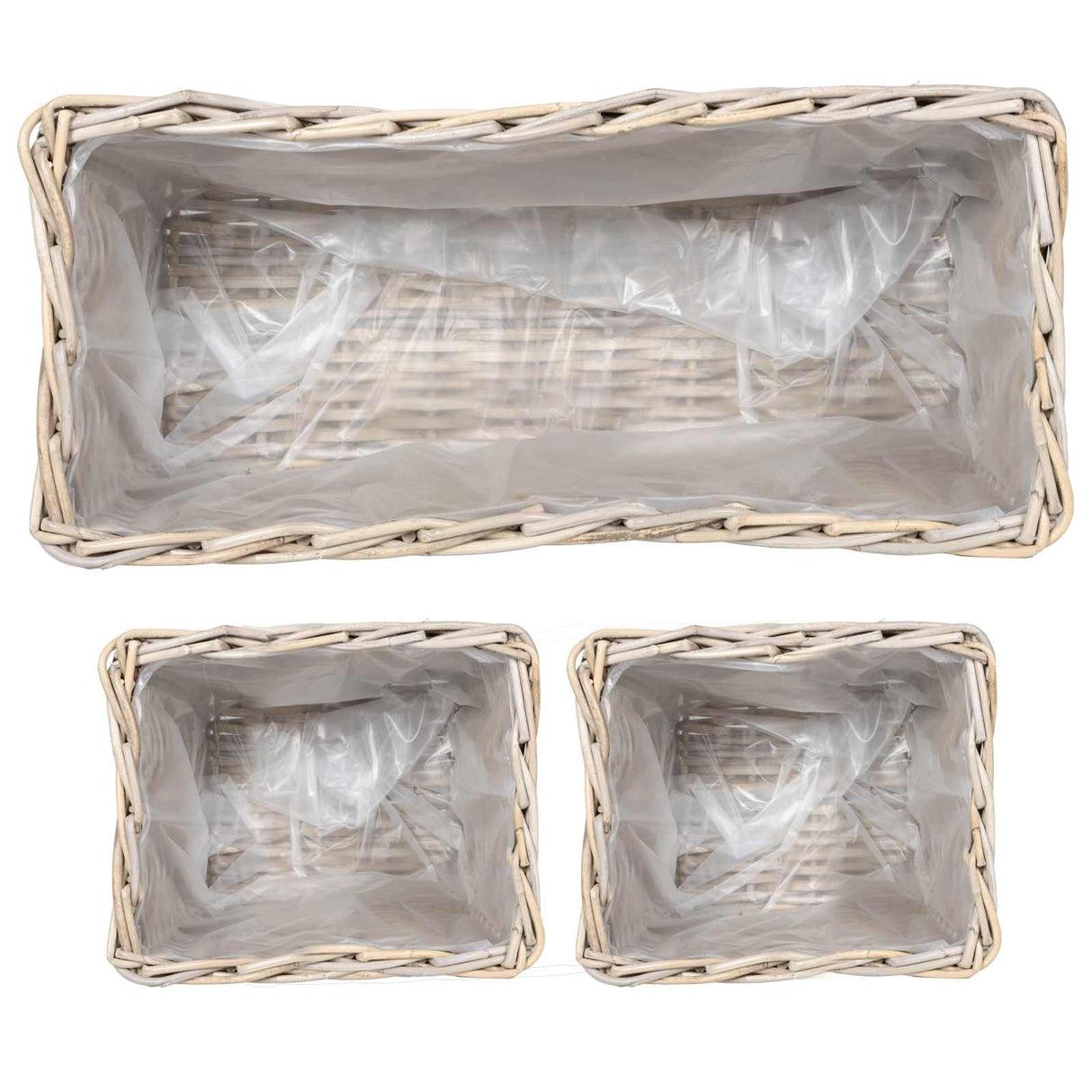 vidaXL Plantenemmertje met opslag 3 pcs Grijs Kubu Rattan
