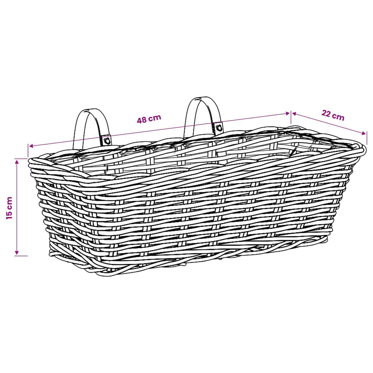 vidaXL Hangende Plantenmand 2 pcs Grijs 48 x 22 x 15 cm Lacak Riet