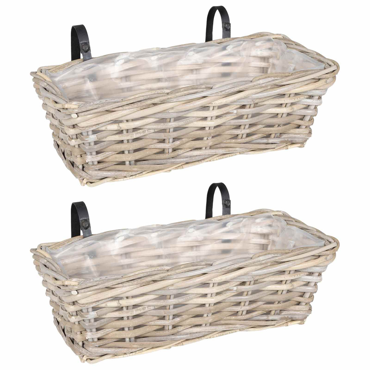 vidaXL Hangende Plantenmand 2 pcs Grijs 48 x 22 x 15 cm Lacak Riet