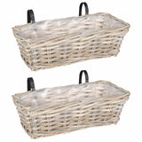 vidaXL Hangende Plantenmand 2 pcs Grijs 48 x 22 x 15 cm Lacak Riet