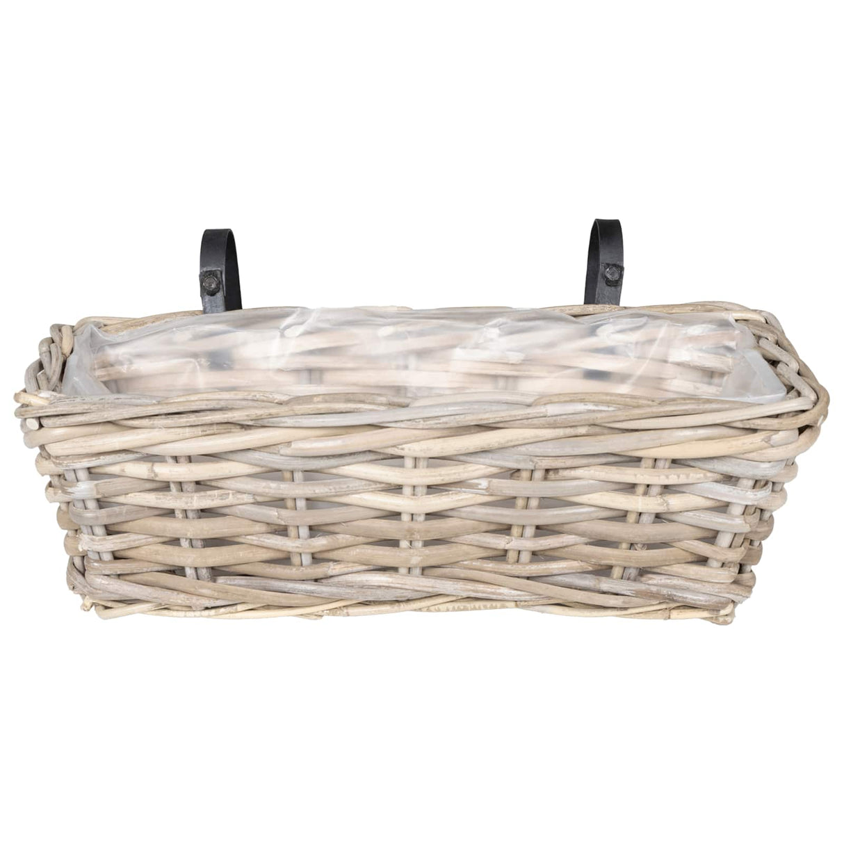 vidaXL Hangende Plantenmand 2 pcs Grijs 48 x 22 x 15 cm Lacak Riet