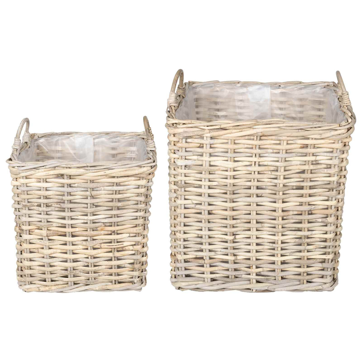 vidaXL Planter with Storage 2 pcs Grey Lacak Rattan