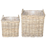 vidaXL Planter with Storage 2 pcs Grey Lacak Rattan