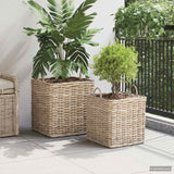 vidaXL Planter with Storage 2 pcs Grey Lacak Rattan
