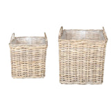 vidaXL Planter with Storage 2 pcs Grey Lacak Rattan