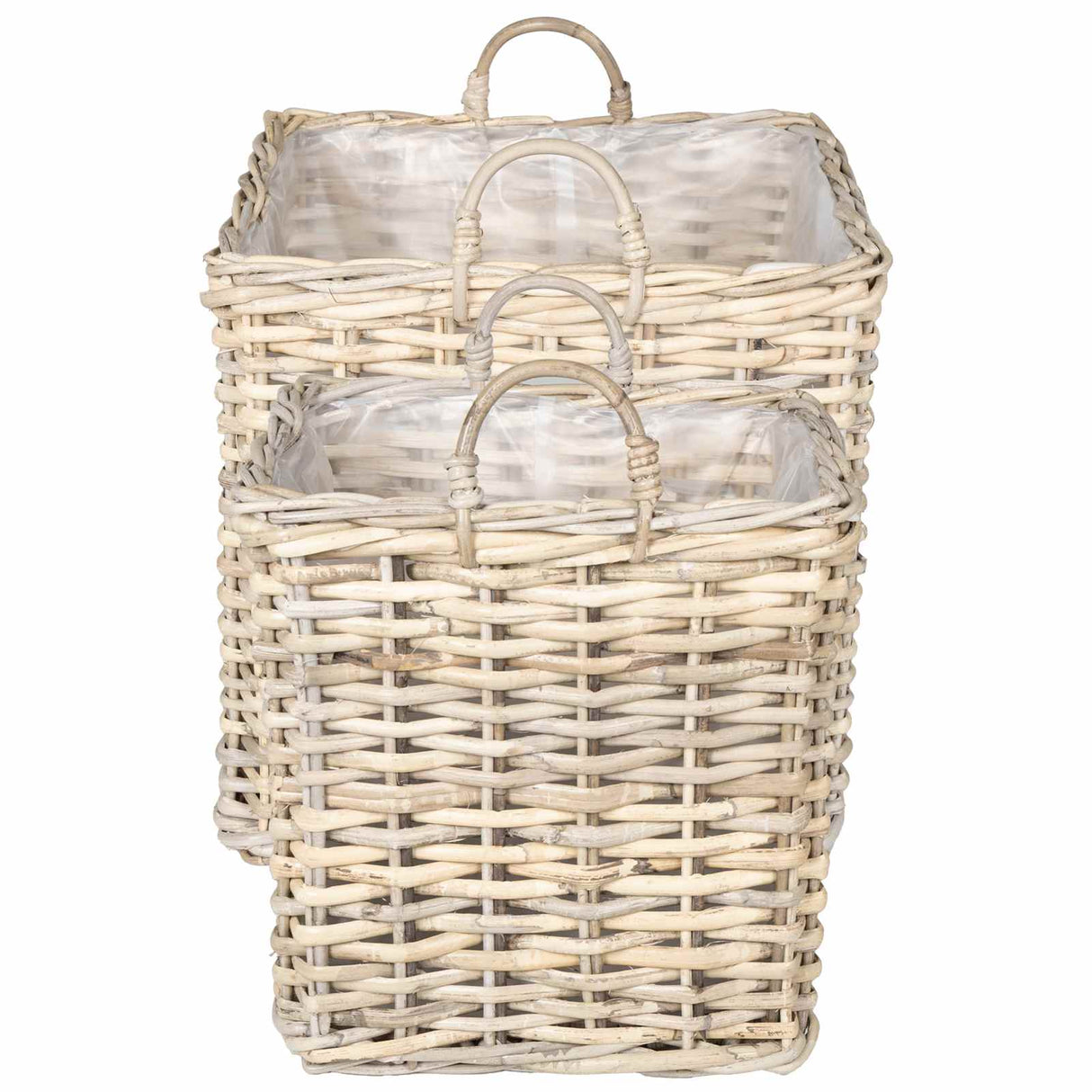vidaXL Planter with Storage 2 pcs Grey Lacak Rattan