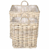 vidaXL Planter with Storage 2 pcs Grey Lacak Rattan