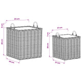 vidaXL Planter with Storage 2 pcs Grey Lacak Rattan