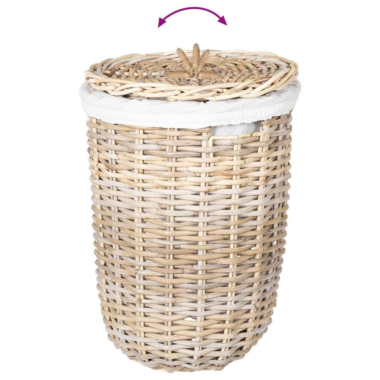 vidaXL Laundry Basket with Lid 2 pcs Kubu Grey Kubu Rattan