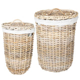 vidaXL Laundry Basket with Lid 2 pcs Kubu Grey Kubu Rattan