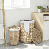 vidaXL Laundry Basket with Lid 2 pcs Kubu Grey Kubu Rattan