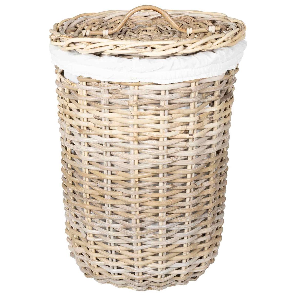vidaXL Laundry Basket with Lid 2 pcs Kubu Grey Kubu Rattan