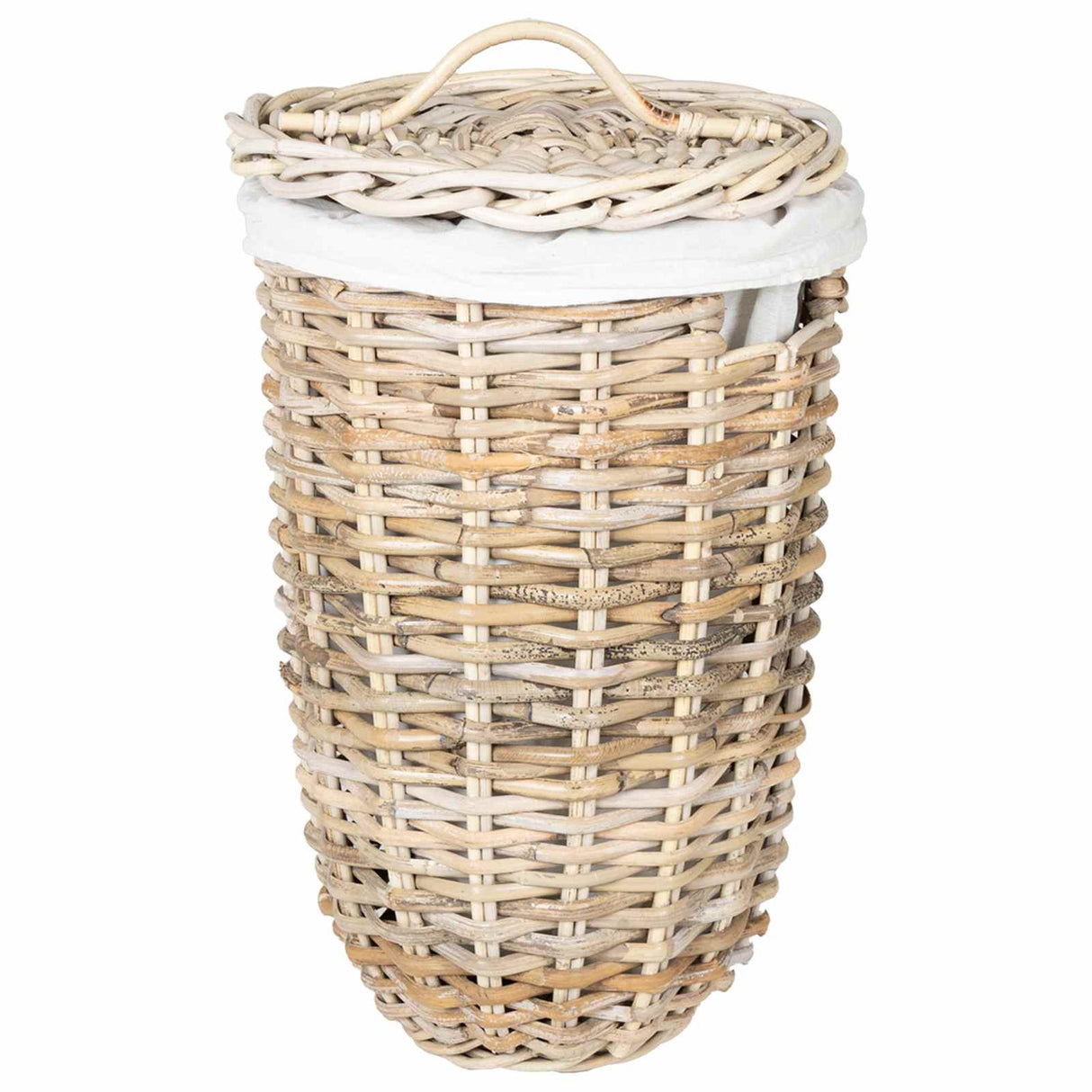 vidaXL Laundry Basket with Lid 2 pcs Kubu Grey Kubu Rattan