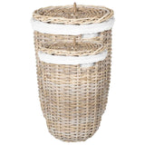 vidaXL Laundry Basket with Lid 2 pcs Kubu Grey Kubu Rattan