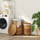 vidaXL Laundry Basket with Lid 2 pcs Kubu Grey Kubu Rattan