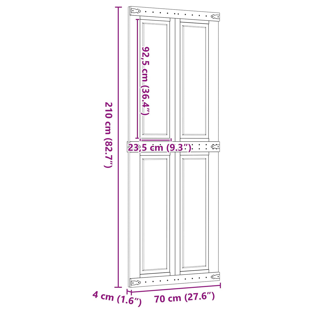 vidaXL Schuifdeur Corona HoningBruin 70 x 210 cm Massief grenenhout