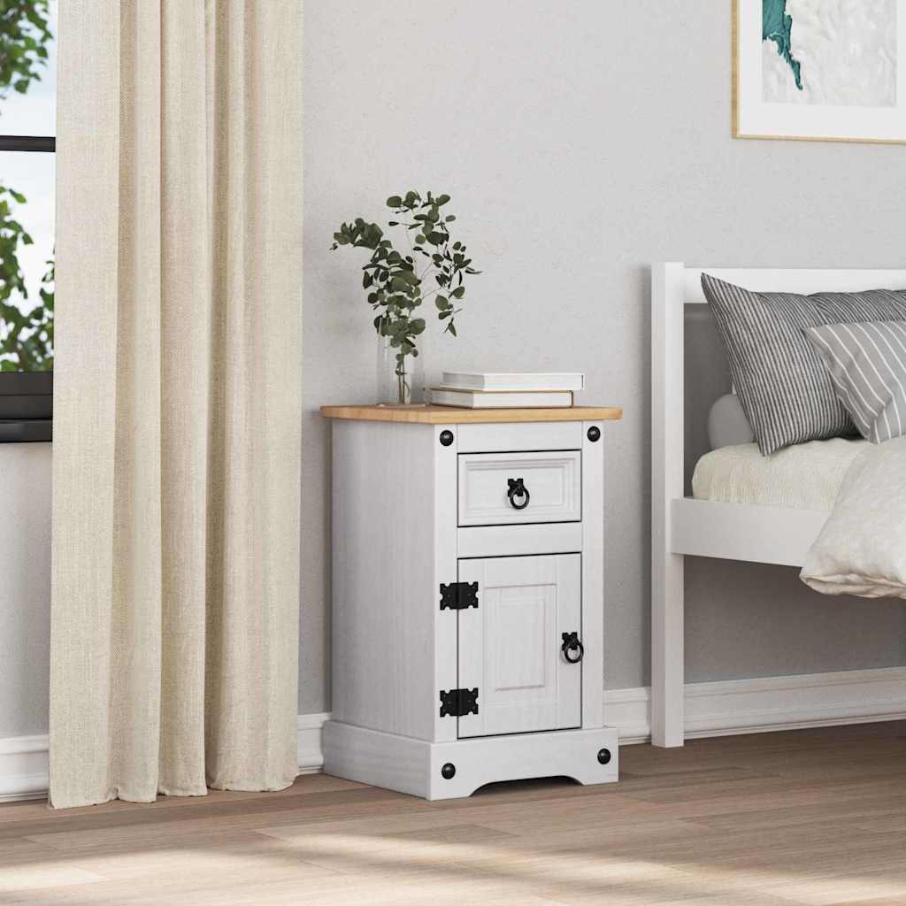 vidaXL Corona Bedside Cabinet 35x32.5x58 cm Solid Pine Wood