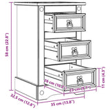 vidaXL Corona Bedside Cabinet 35x32.5x58 cm Solid Pine Wood