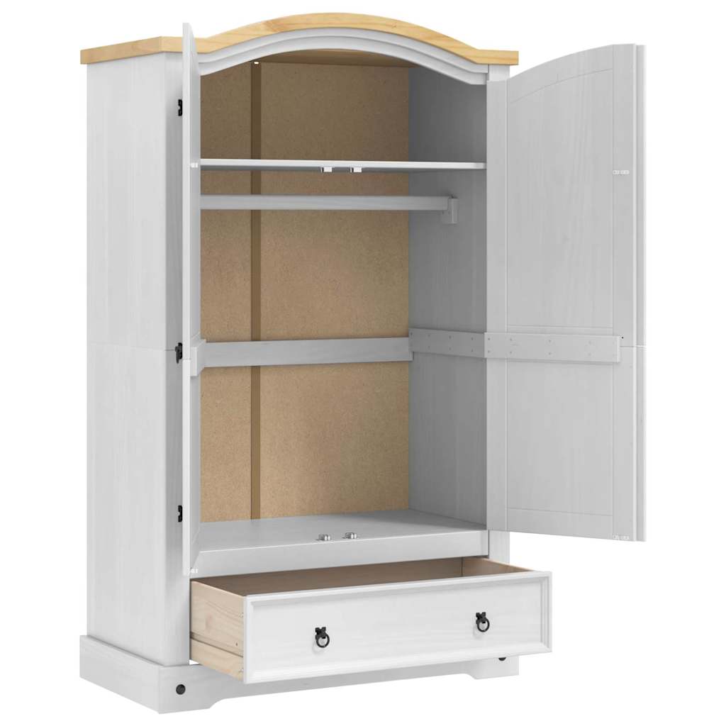 vidaXL Kledingkast Corona Wit 101 x 52 x 170 cm Massief grenenhout