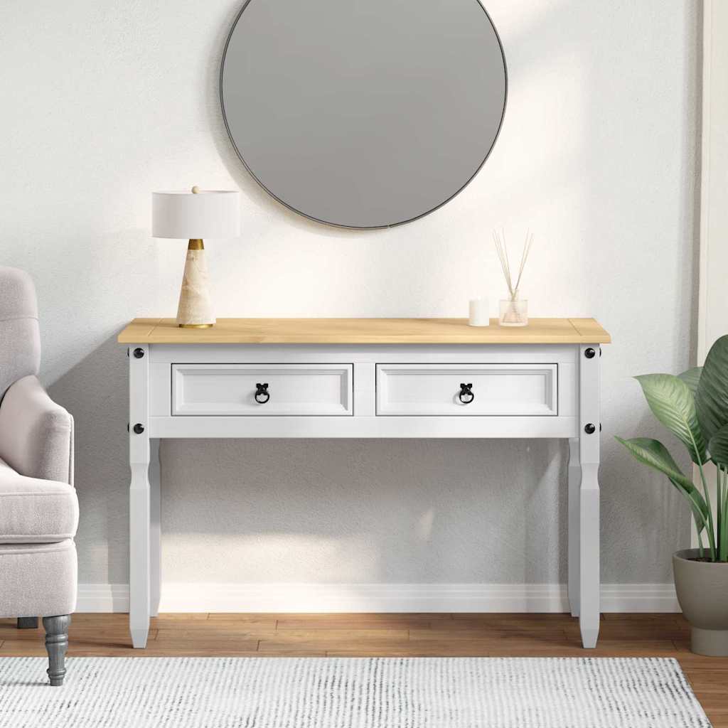 vidaXL Bijzettafel Corona Wit 115 x 46 x 73 cm Massief grenenhout
